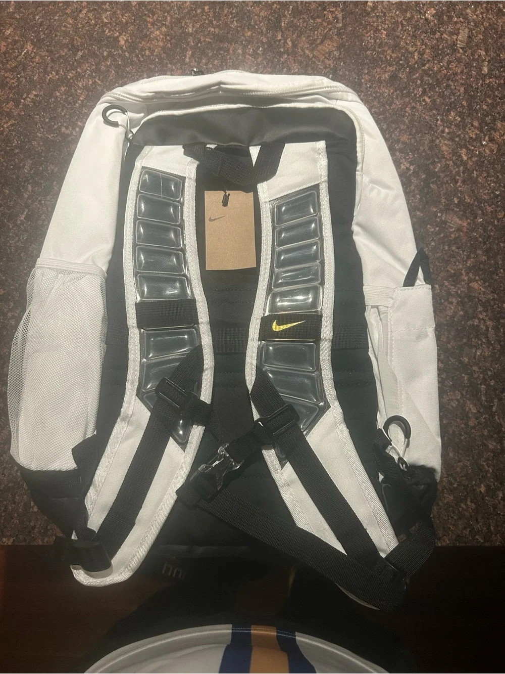 Nike White and Gold Sports Backpack
